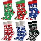 EpoBob Christmas Socks For Men, 6 Pack Men Christmas Socks, Mens Winter Xmas Funny Crew Socks US Size 7-13