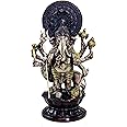 Esplanade Brass Heramba Ganapati Statue | Ganesh Ganesha Ganapathi Murti Idol Statue Sculpture | Home Decor | Black-Golden - 11.75" Inches