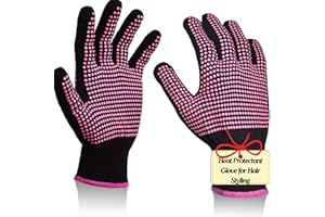 IYASA 2 Pcs Heat Resistant Gloves With Silicone Bumps, Professional Heat Proof Glove Mitts For Hair Styling Curling Iron Wand