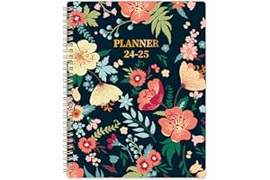 BUSHYPUSHY 2024-2025 Planner - Jul 2024 - Jun 2025, Planner/Calendar 2024-2025, 2024-2025 Planner Weekly and Monthly with Printed Tabs, 8" x 10", Flexible Cover, Thick Paper, Perfect Daily Organizer - Floral