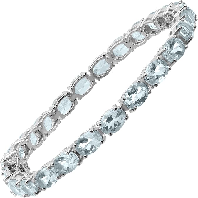 Natural Aquamarine Tennis Bracelet in Sterling Silver Jewelry