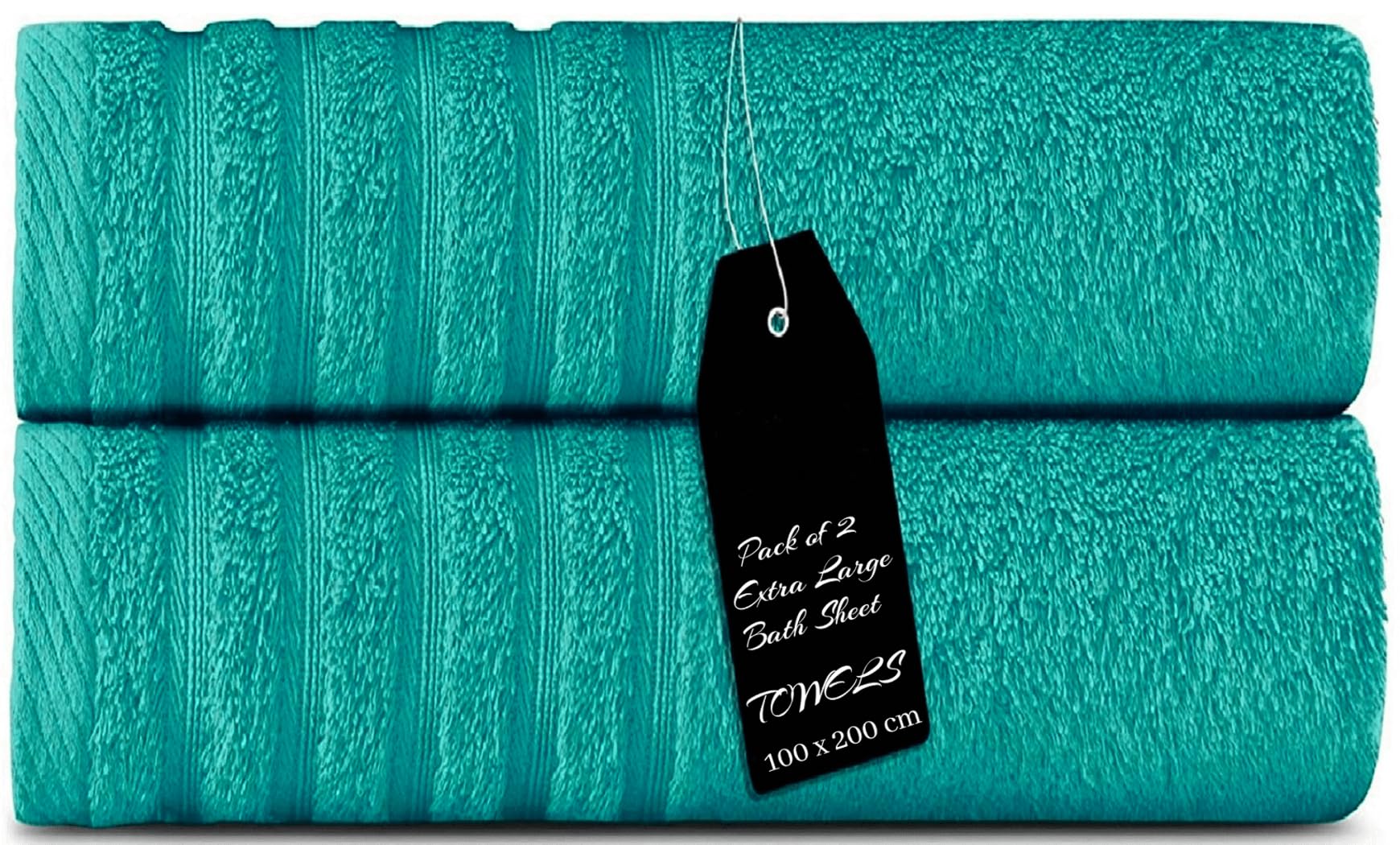 THE TEXTILE COMPANY 2x Luxurious Jumbo Bath Sheet 100% Combed Ring-Spun Cotton 100 x 200 CM Ultra Soft and Highly Absorbent, Thick Large Bathroom Towels (TEAL)