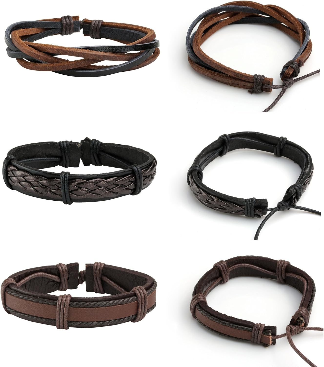 MILAKOO Punk Goth Braided Leather Bracelet for Men Women Woven Retro Wristband Cuff Rock Accessory, A:12 Pcs Set, 24.1 cm - Image 5