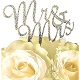 Unik Occasions Mr and Mrs Crystal Rhinestone Cake Topper, Gold