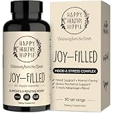 Joy-Filled Mood Support Supplement + St. John's Wort, Plant-Based, 60 Ct | 7 Herb Complex - Stress Relief &ndash; Helps Calm The Mind &amp; Body | Happy Pills, Ashwagandha, Rhodiola Rosea | Adaptogens, Non-GMO