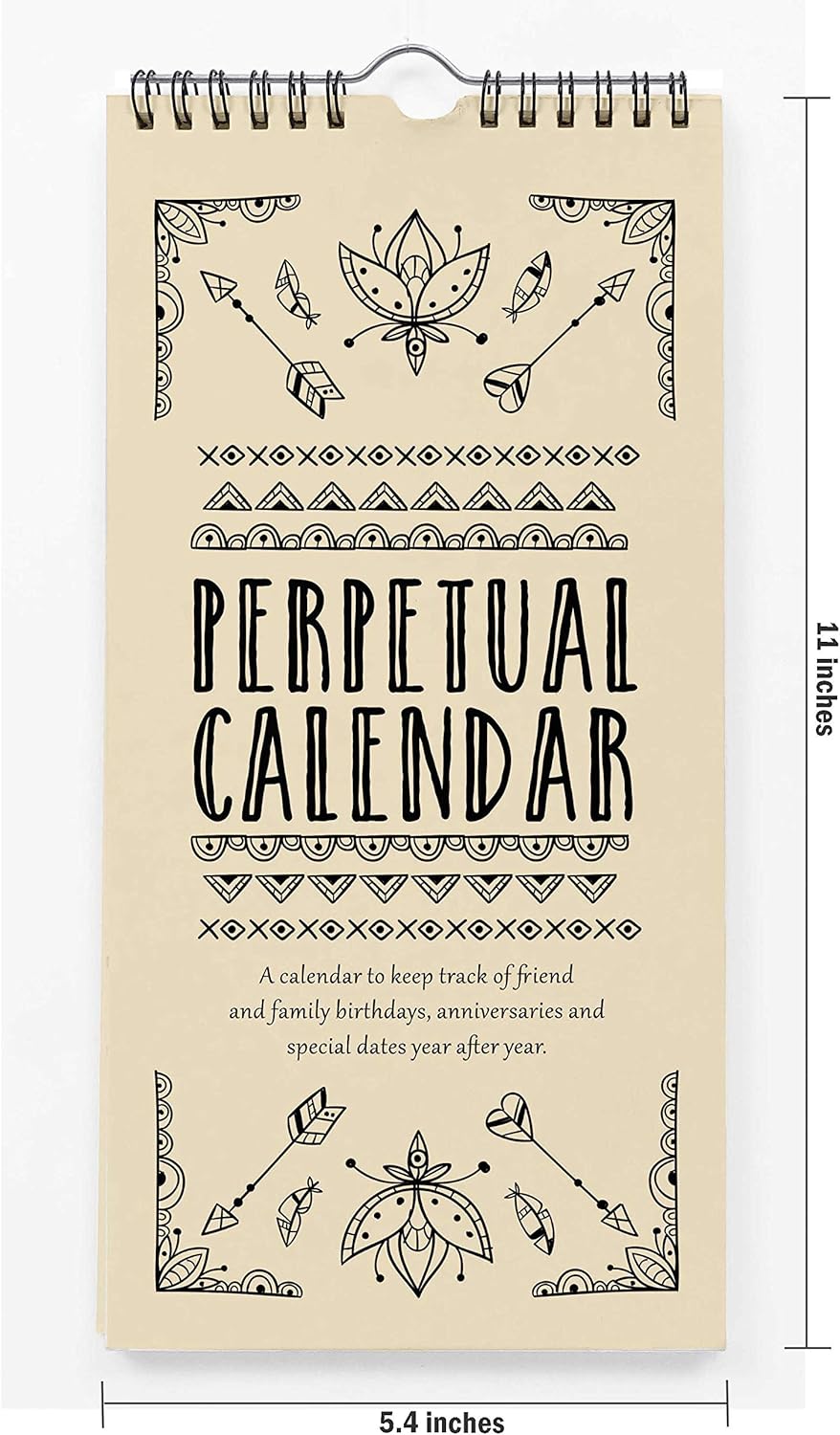 Inkdotpot Tribal Arrow Rustic Perpetual Calendar Birthday Wall Hanging Anniversary Special Event Reminder Calendar Book Journal Stationary Wall Hanging Birthday Gift Card Planner Organizer - Image 4