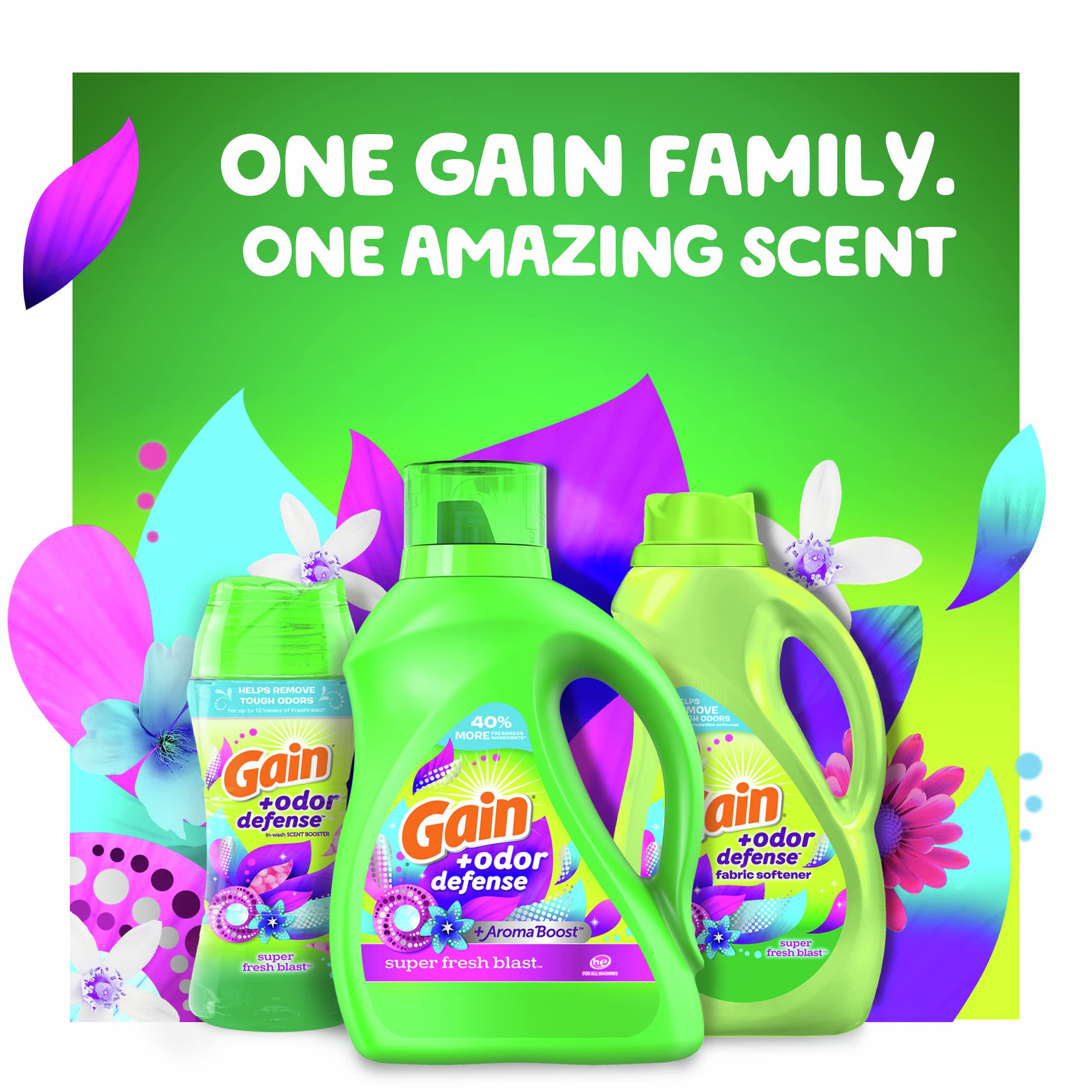 Gain Odor Defense Dryer Sheets, Super Fresh Blast Scent Fabric Softener Sheets, 240 ct