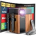 MASINGO 4-in-1 Portable Karaoke Machine with Smart 1080p Projector w/WiFi, Speaker & 2 Wireless Microphones. Built-in Android System for Lyrics Display Apps, Netflix, YouTube.