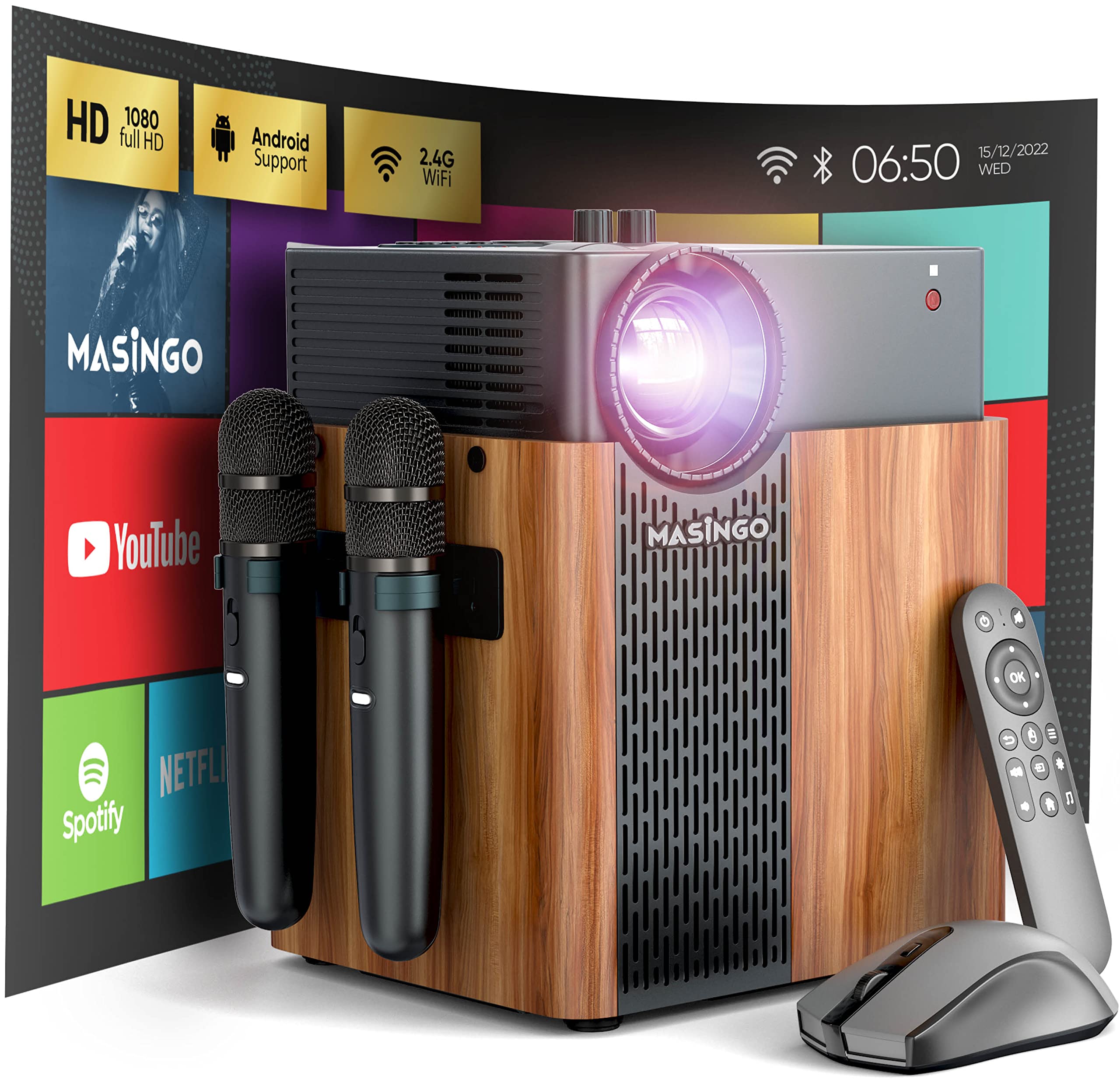 Mua MASINGO 2022 Portable Karaoke Machine with Smart 1080p Projector w ...