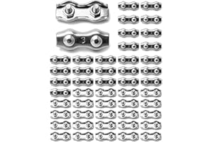 QWORK Cable Clamp, 50 Pcs M3 Stainless Steel Duplex 2 Post Wire Rope Clamps for 1/16" - 1/8" Diameter Wire Rope