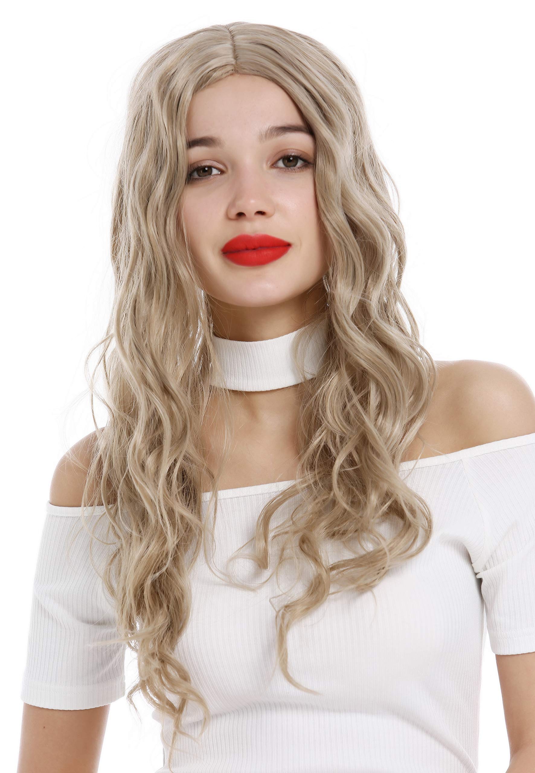 WIG ME UP - YZF-4072-16/26/silver Lady wig long wavy waved middle parting mix of blond hues and sliver strands