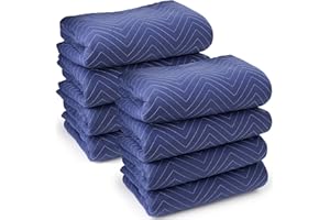 Sure-Max 8 Moving & Packing Blankets - Deluxe Pro - 80" x 72" (40 lb/dz weight) - Professional Quilted Shipping Furniture Pads Royal Blue