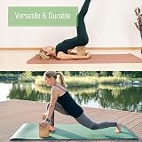 Overmont Cork Yoga Blocks 2 Pack with 8ft Strap Natural 9x6x3'' view 4