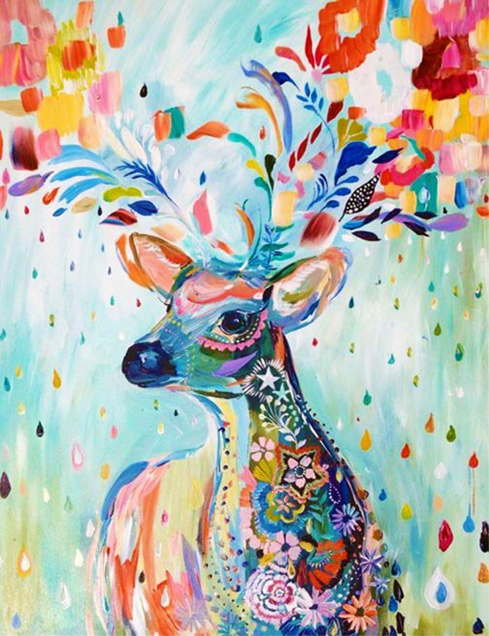 New DIY 5D Diamond Painting Kit Diamond Embroidery Painting Pasted Paint by Number Kits Stitch Craft Kit Home Decor Wall Sticker -J-4 Color Deer