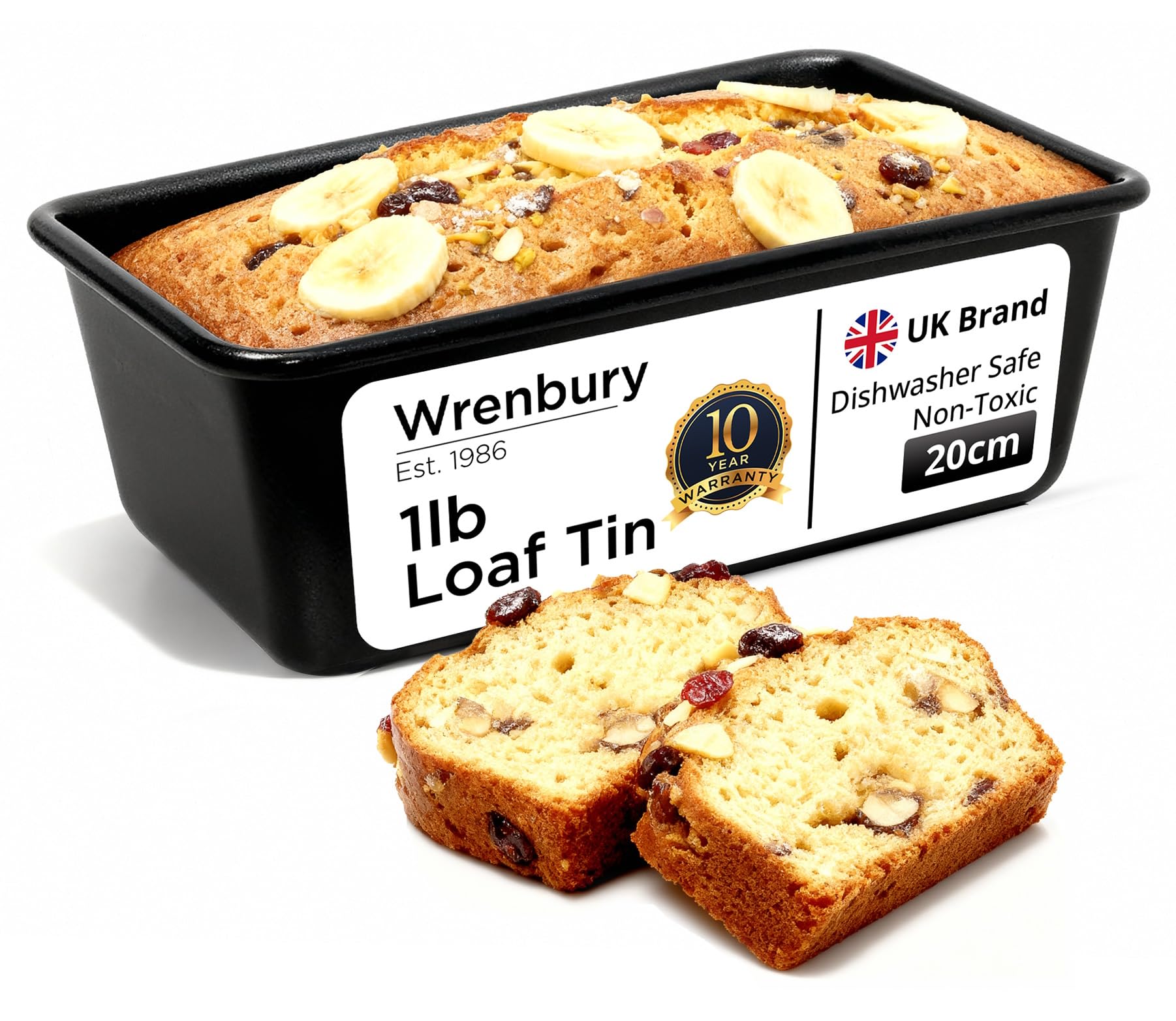 Wrenbury Pro 1lb Loaf Tin for Air Fryer - Toughened Non Stick Bread Baking Pan - Small 8 inch Pound Cake Tin - Lasts for a Lifetime