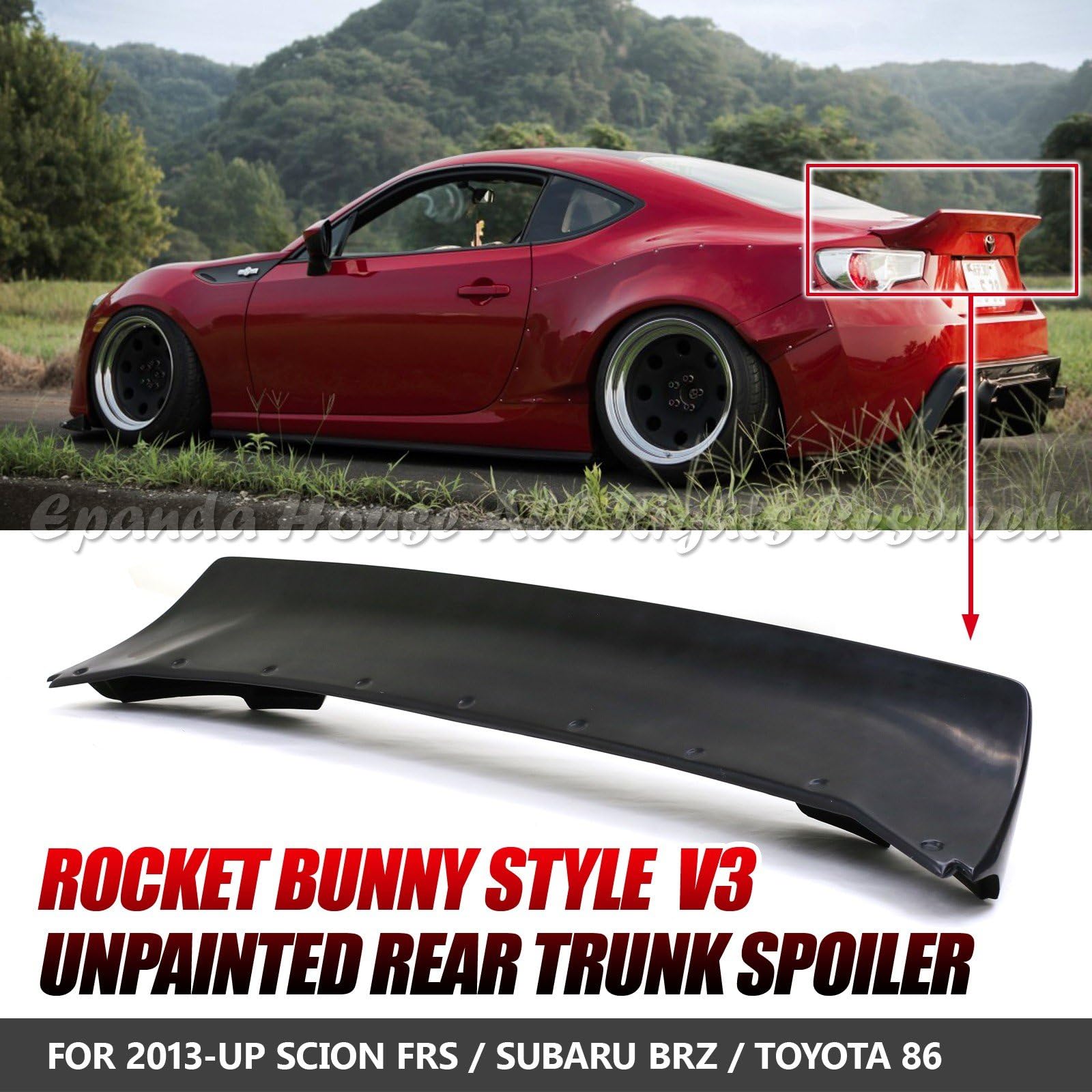 EpandaHouse Fits 13-17 Scion FR-S FRS/Subaru BRZ Unpaint Black High Kick Ducktail PU Rear Trunk Lip Spoiler Wing