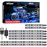 Nilight 8PCS Motorcycle RGB Led Light Kit Waterproof Multi-Color Atmosphere Lights Lamp with 4Key RF Wireless Remote for Harley Davidson Honda Kawasaki Suzuki, 2 Years Warranty (TL-42)