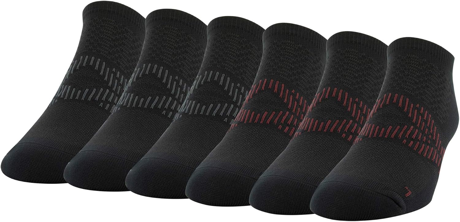 Gildan Men's Flat Knit No Show Socks, Black/Merlot, Shoe Size: 6-12 at  Men’s Clothing store