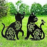 MrMrKura 2 Pack Metal Cat Stakes Garden Decor Stakes Black Cat Silhouette Statue for Outside Decorative Ornaments for Outdoor Garden Home Patio Yard Decoration