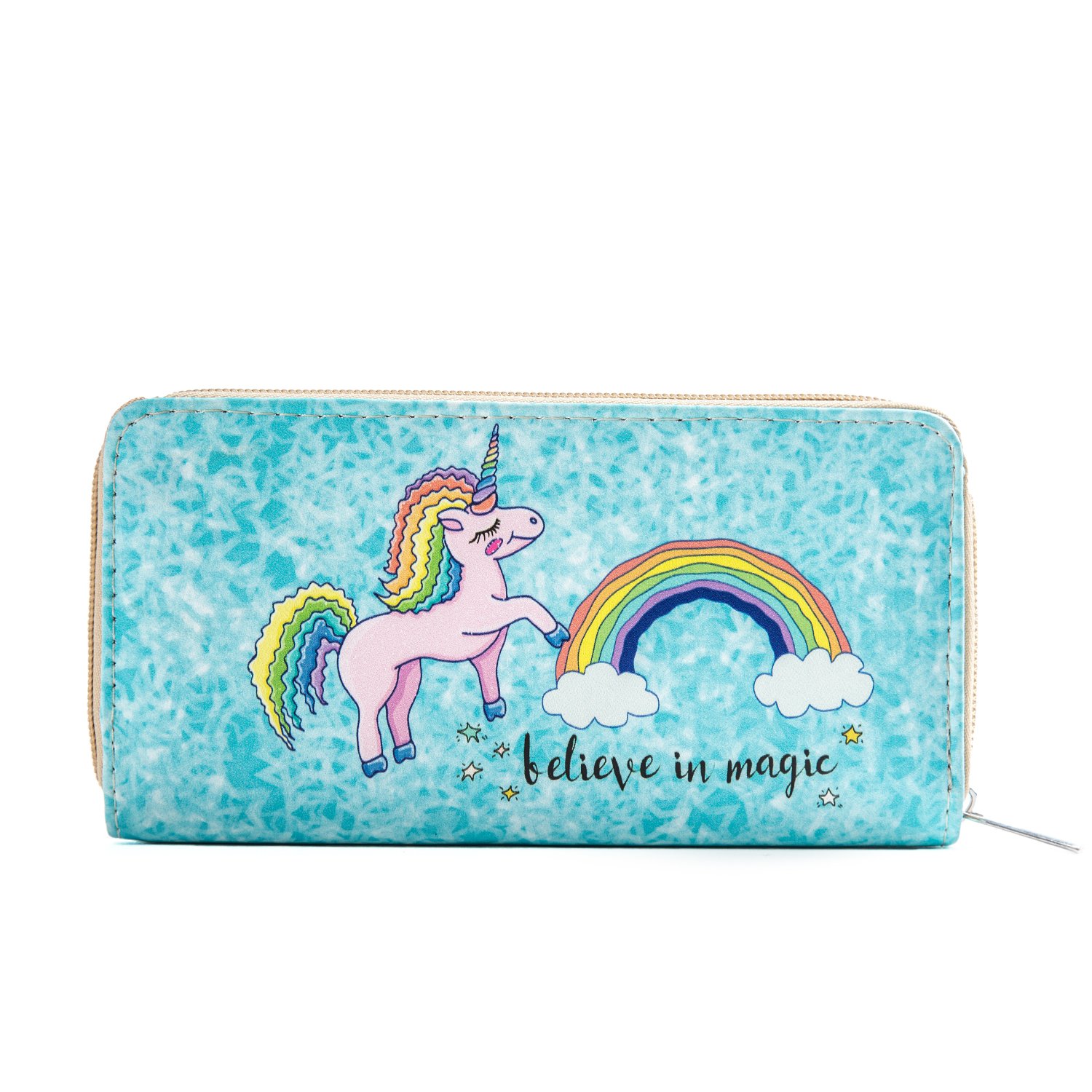 DonDon Women’s Purse Wallet Unicorn Pattern Saying Believe in Magic
