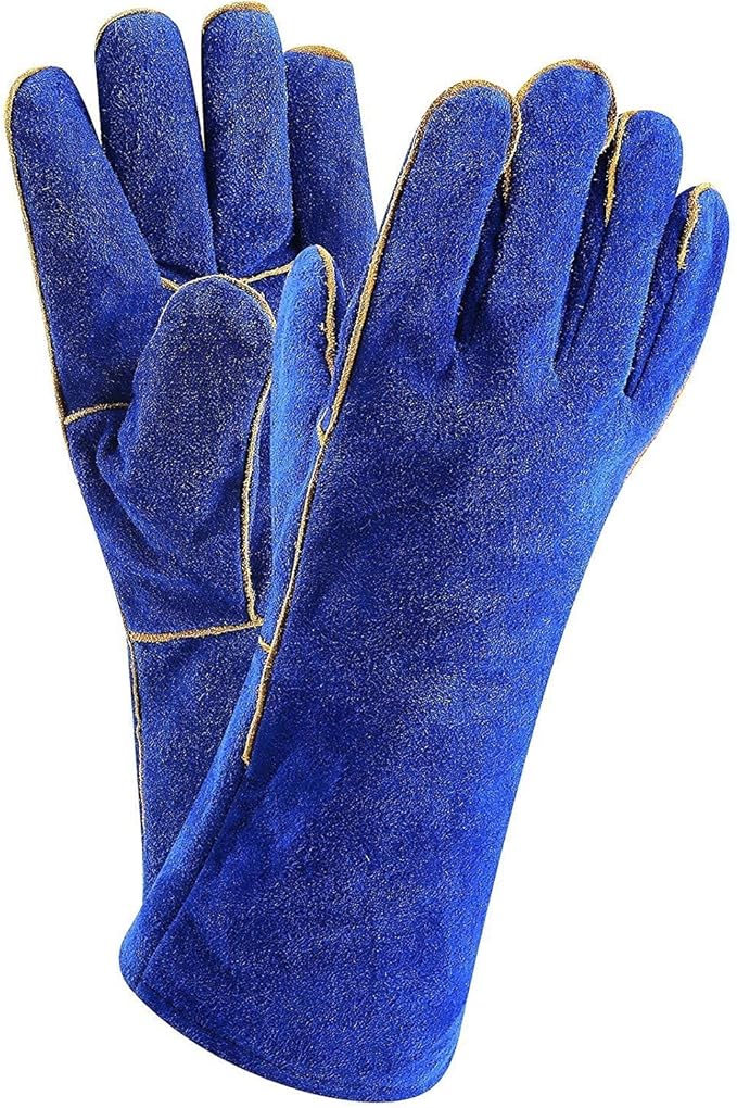 DEKO Welding Gloves 14 inch Leather Heat Resistant Blue Welding