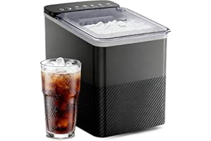 ICEVIVAL Countertop Ice Maker, 9 Bullet Ice Cubes in 6.5 Minutes, 26.5lbs Daily Production, Self-Cleaning Ice Machine with Scoop and Basket, 2 Sizes of Ice for Home, Kitchen, Office, Bar, and Party