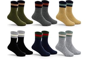 Boys Winter Wool Socks Kids Warm Crew Socks Thermal Socks for Boys 6 Pairs
