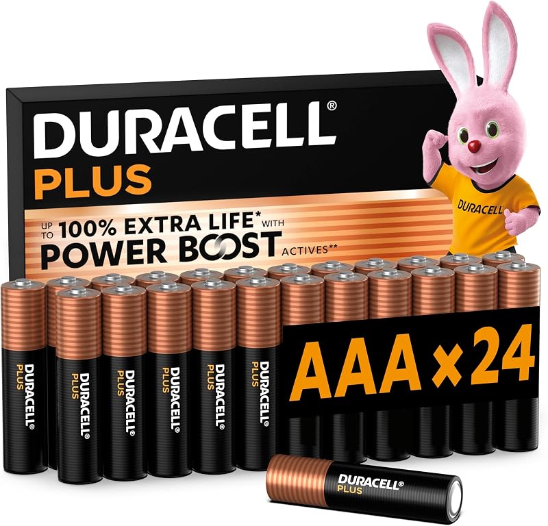 Duracell Plus AAA Batteries 24 Pack - 1.5V Alkaline with Extra Life