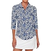Tanst Sky Womens Golf Polo Shirts Zipper 3/4 Sleeve Moisture Wicking Tops UPF 50+ Workout Tennis Apparel