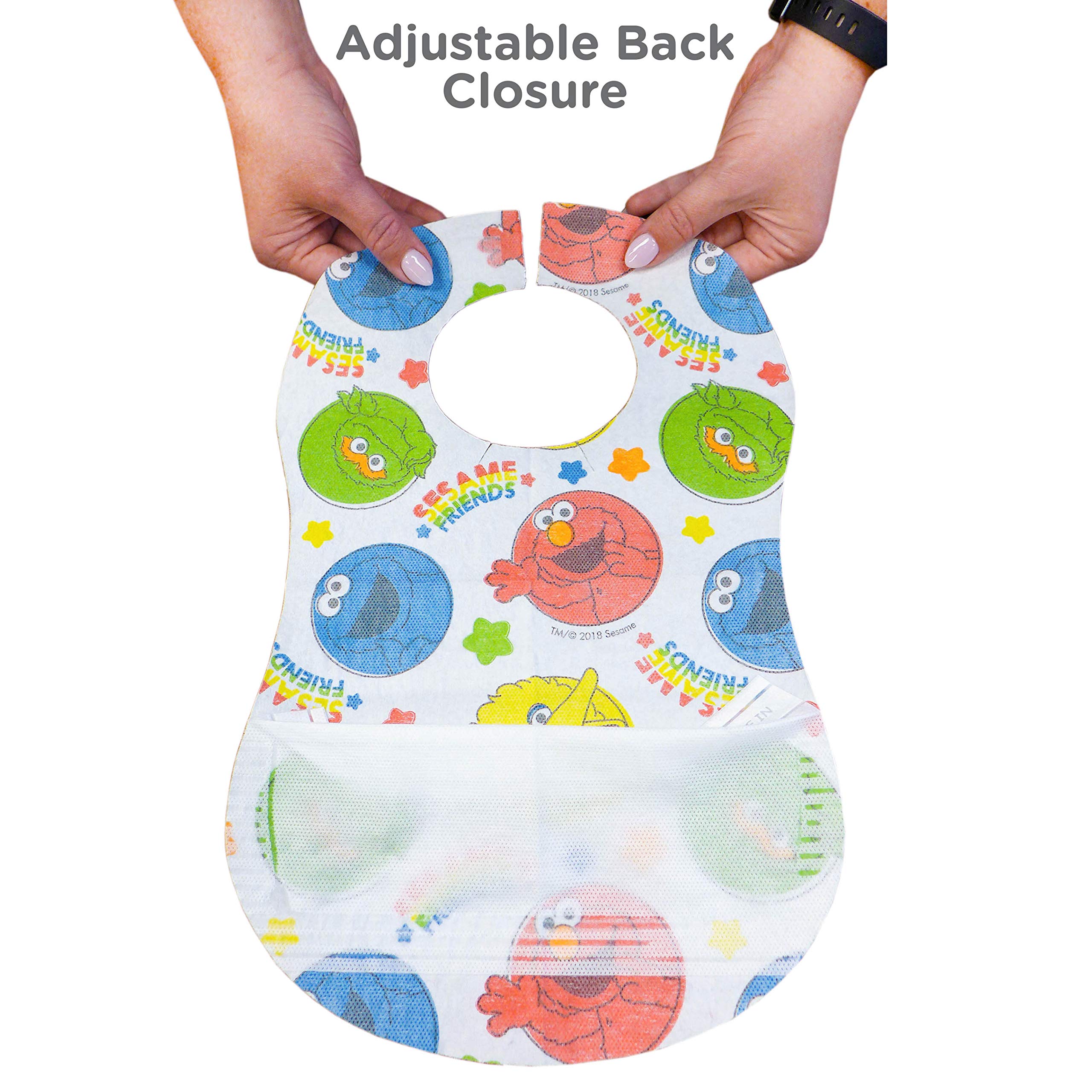 Bibsters Sesame Street Large Disposable Bibs with Patented Crumb