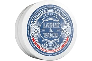 LATHER & WOOD SHAVING CO Lather & Wood Shaving Soap - Barbershop - Simply The Best Luxury Shaving Cream - Tallow - Dense Lather with Fantastic Scent for The Worlds Best Wet Shaving Routine. 4.7 oz (Barbershop)