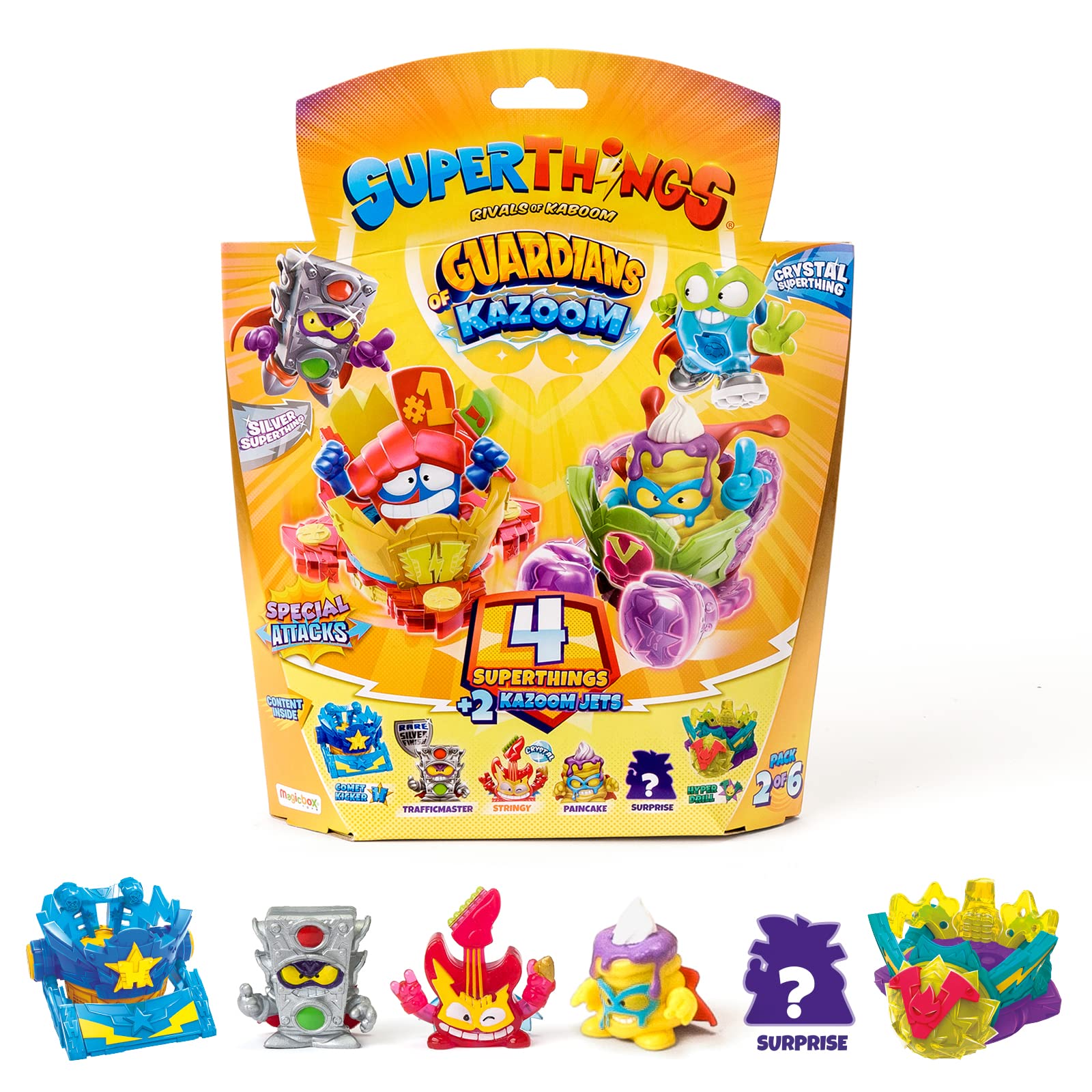 SUPERTHINGS RIVALS OF KABOOM - Series 9 - Guardians of Kazoom – Pack of 4 x SuperThings (Includes 1 silver captain) and 2 x Kazoom Jets - 2/6