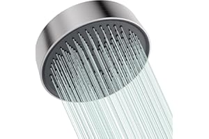 AULEEND Rainfall Shower Head - 8" Thickened High-Pressure Shower Heads with Anti-Clog Rubber Jets - 360° Rotation Adjustable Shower Head - Includes 1.8/2.5 GPM Flow Restrictor Replacement (Brushed Nickel)