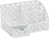 EXERZ Desk Organiser Mesh Desk Tidy Caddy 7 Compartments White view 4