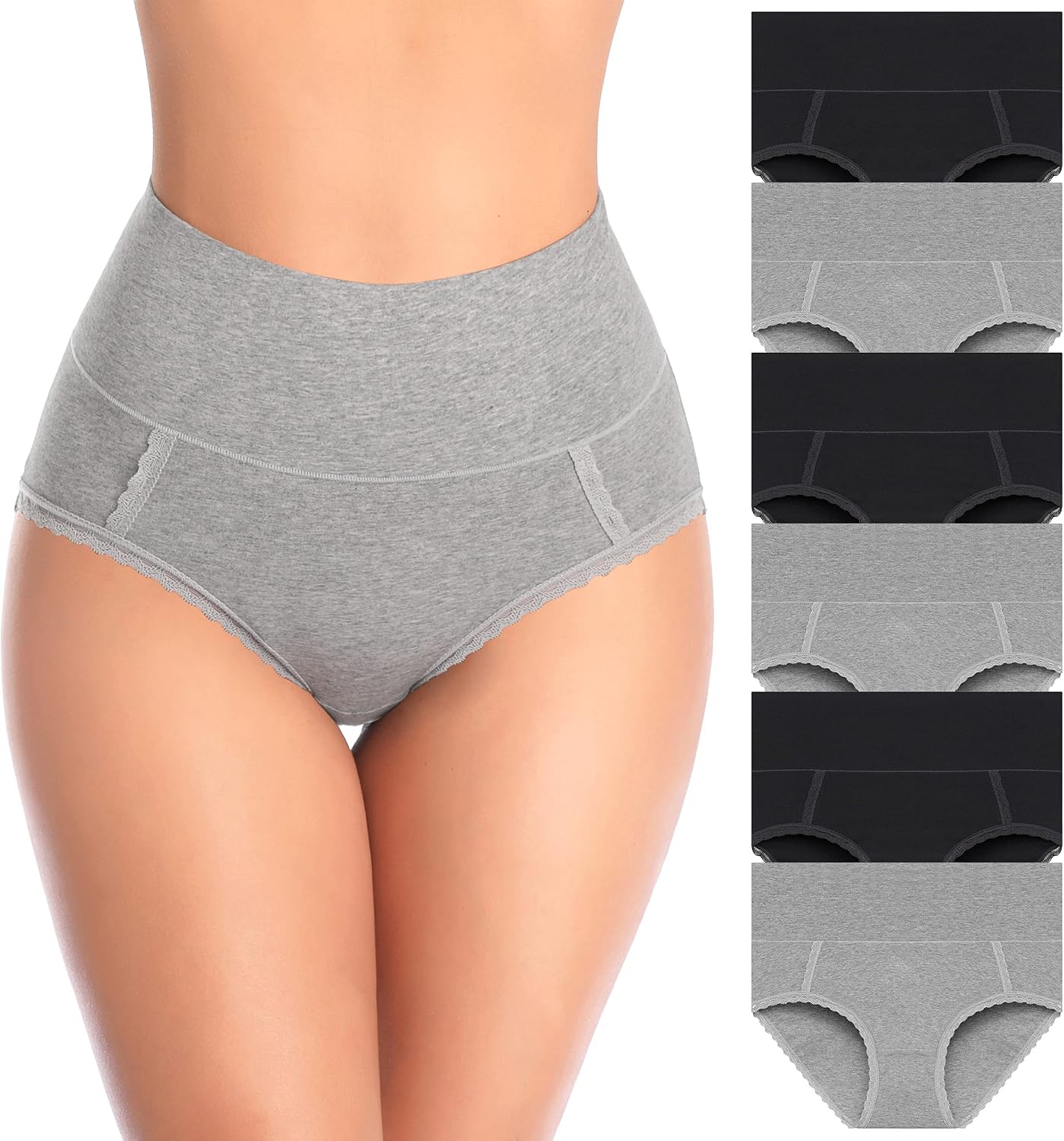 MISSWHO 6-Pack Women's Cotton Underwear, S-4XL High Waisted Full Coverage Comfortable Brief Ladies Underpants Assorted Size at  Women’s Clothing store