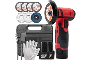Housiwill Mini Angle Grinder Tool, 19500RPM Cordless Angle Grinder, Cordless Electric Power Angle Grinder Tool with 2pcs Batteries, 76mm Grinder Handheld Cutter for Metal Wood Grinding and Cutting