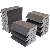 SACKORANGE 12 Pack Single Sanding Sponge Set - 80/100/120/180/220/320 Grit Sanding Blocks Assortment, Washable and Reusable