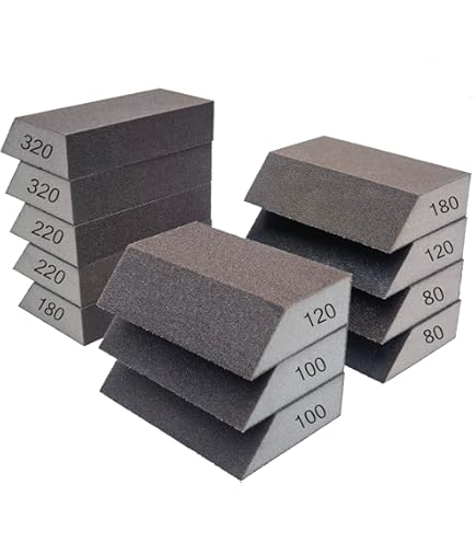 220 Grit Sandpaper 4-Sided Hand Sanding Block Sponge Variety Pack, Box Of 18, Grits 36, 6 - TCP Global Sandpaper Block