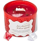 Red Crystal Candle for Women - 12oz Large Wood Wick Candle with Natural Soy Wax. Luxurious Slow Burn for Meditation with Real Crystals and Healing Stones. Gift for Birthday, Christmas, Mother’s Day