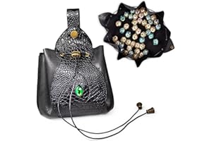 Byhoo DND Dice Bags, Dice Tray Bags 2 In 1, Large Dice Bag Can Hold 6 DND Dice Sets, DND Dice Pouch, Suitable for DND Board Games, Glow in the Dark, PU Leather Dice Bag, Good Partner for Larp Players