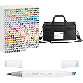 Bianyo 366 Colors Dual Tip Alcohol Markers Set, Professional Brush &amp; Chisel Art Markers for Coloring, Sketching, Portraits, Comics, Fashion &amp; Illustration, Includes Storage Bag with Shoulder Strap