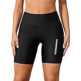 ATTRACO Women's High Waisted Swim Shorts with Pockets Bathing Suit Bottoms Long Board Shorts Plus Size