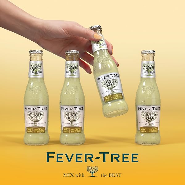 FEVER-TREE LIGHT GINGER BEER – PREMIUM LOW CALORIE MIXER FOR COCKTAILS AND MOCKTAILS, 6.8 FL OZ BOTTLES, PACK OF 24 – NATURALLY SOURCED, NON-GMO