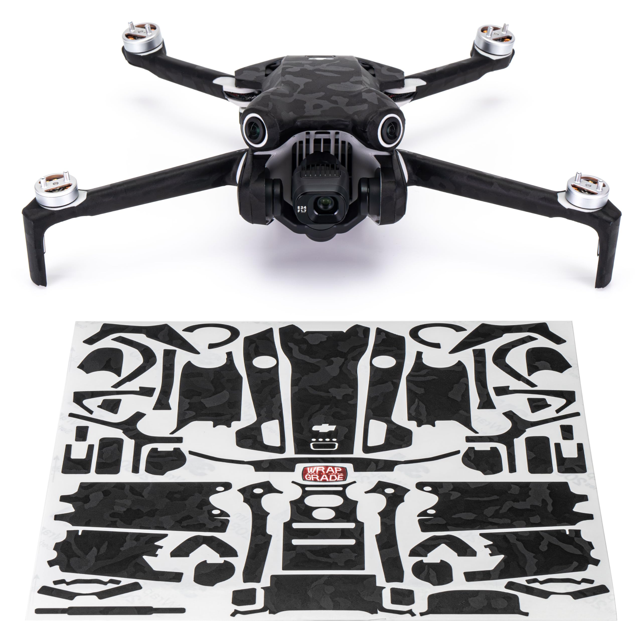 WRAPGRADE Skin Stickers Compatible with DJI Mini 4 Pro | Full Wrap (Black Bumpy Camo)