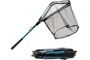 LLCJYYCY Fishing Net with Handle, Telescoping & Folding Fish Net for Easy Transport & Storage, Durable Freshwater & Saltwater Fishing Gear for Kids & Adults, Compact & Portable Design