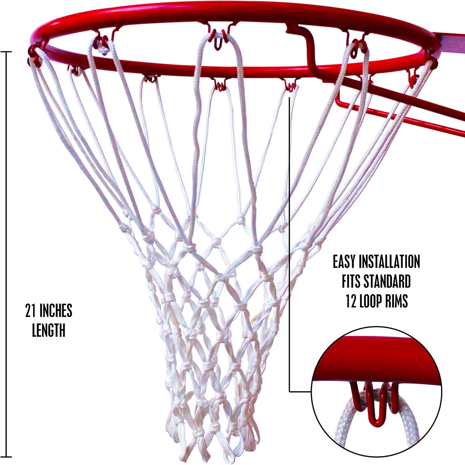 Gains Professional Basketball Net Replacement, All Weather Heavy Duty Anti Whip, Fits Standard Indoor or Outdoor 12 Loops Rim White. : Sports & Outdoors