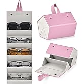 CO-Z Travel Sunglasses Organizer, Foldable Travel Sunglass Case with 5 Slots for Multiple Pairs, Portable Eyeglasses Holder