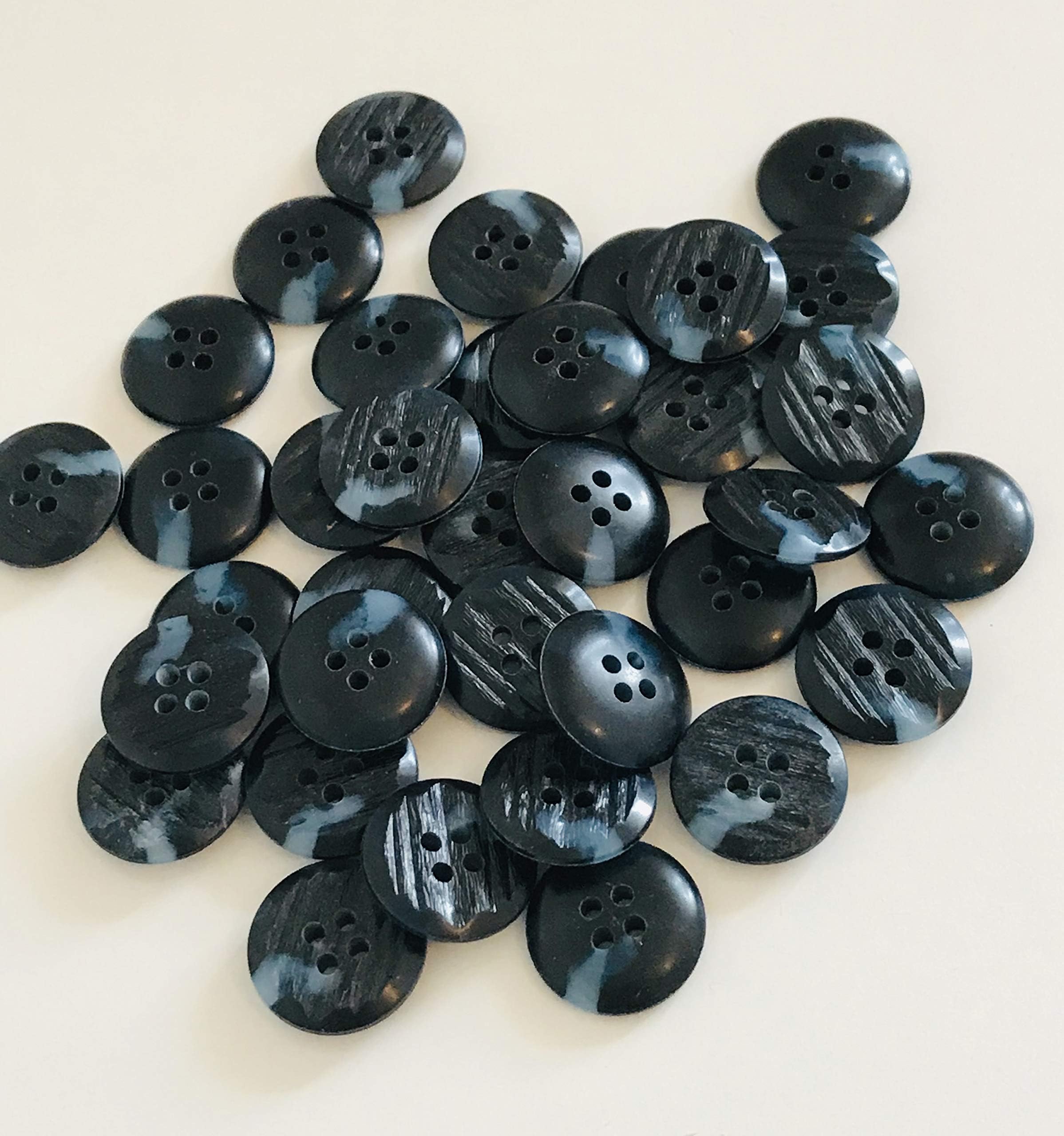 Sewing Essentials Online 10 Navy Blue 4-hole bark effect Buttons 19mm ~ Free UK Postage