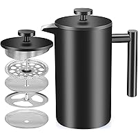 Utopia Kitchen Stainless Steel French Press - Double Wall 32oz Coffee Press - Stainless Steel Plunger Coffee & Tea Maker…