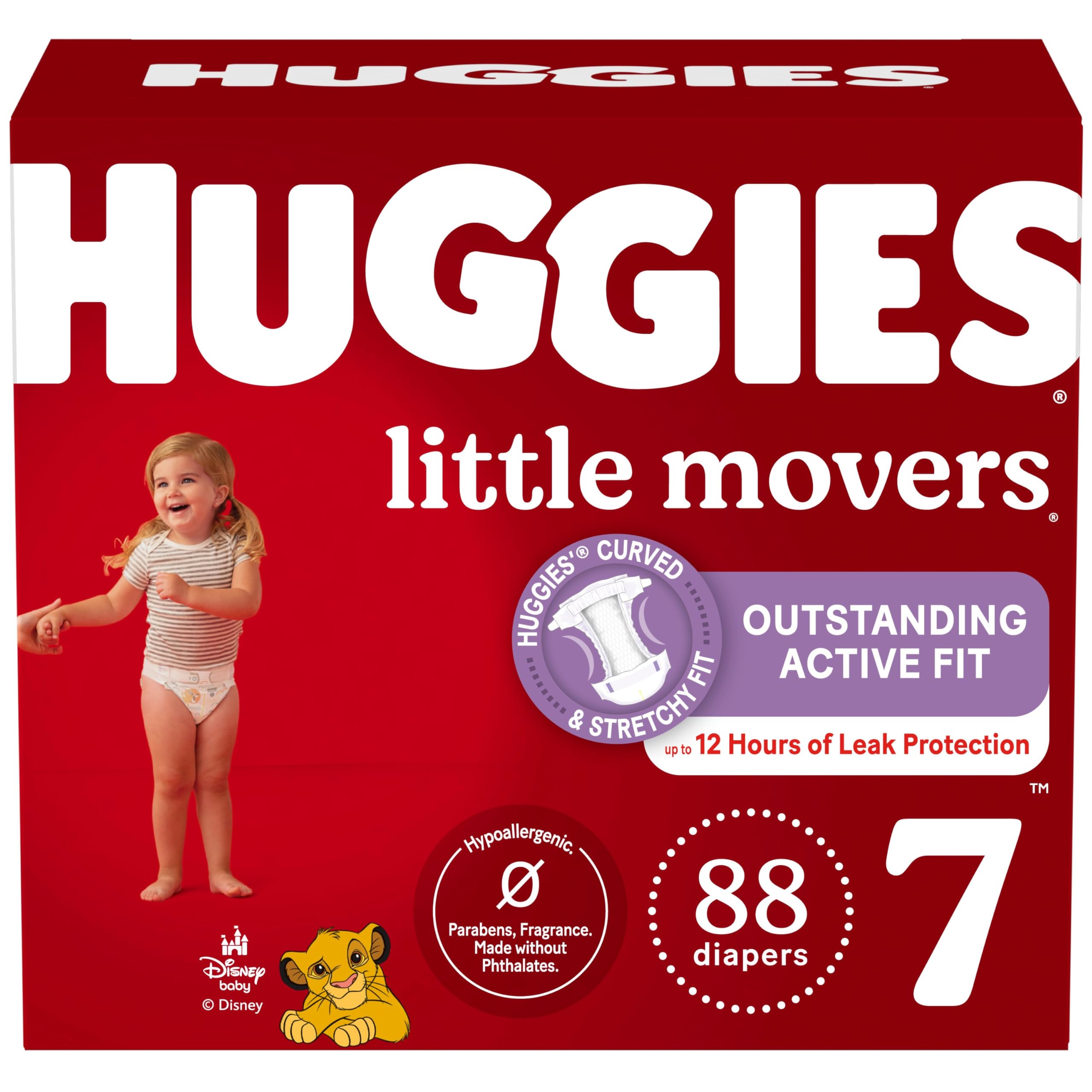 Photo 1 of Huggies Size 7 Diapers, Little Movers Baby Diapers, Size 7 (41+ lbs), 88 Count (2 Packs of 44), Packaging May Vary